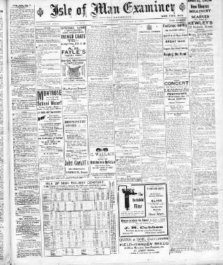 cover page of Isle of Man Examiner published on November 2, 1918