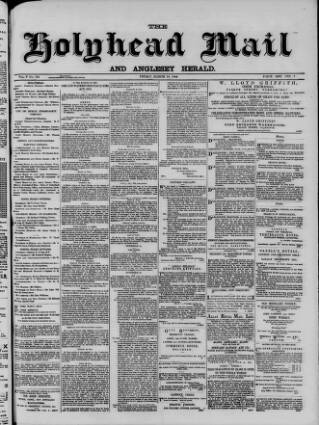 cover page of Holyhead Mail and Anglesey Herald published on March 19, 1886