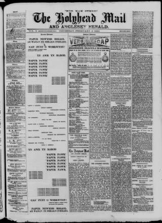 cover page of Holyhead Mail and Anglesey Herald published on February 2, 1893