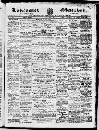 cover page of Lancaster Observer and Morecambe Chronicle published on May 2, 1863
