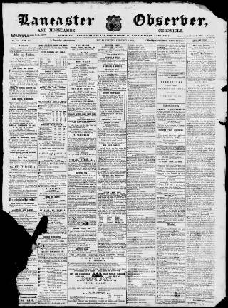 cover page of Lancaster Observer and Morecambe Chronicle published on February 2, 1872