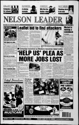 cover page of Nelson Leader published on November 2, 2001