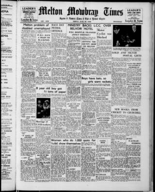 cover page of Melton Mowbray Times and Vale of Belvoir Gazette published on June 18, 1948