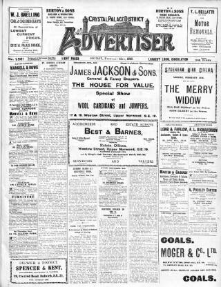 cover page of Crystal Palace District Times & Advertiser published on February 12, 1926