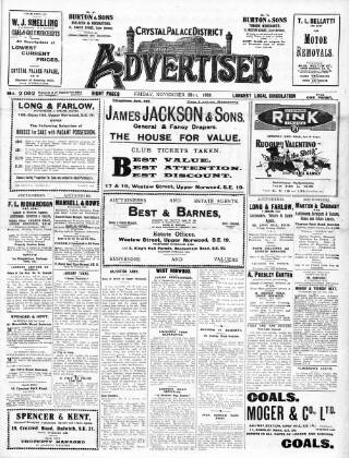 cover page of Crystal Palace District Times & Advertiser published on November 26, 1926