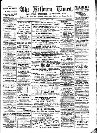 cover page of Kilburn Times published on April 4, 1890