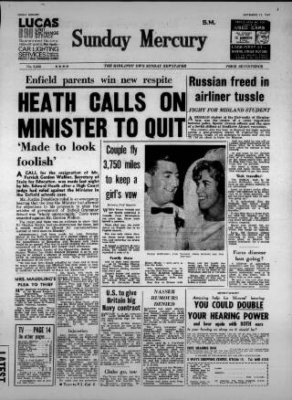 cover page of Birmingham Weekly Mercury published on September 17, 1967