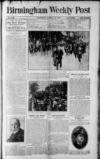 cover page of Birmingham Weekly Post published on March 19, 1910