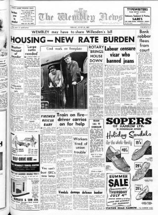 cover page of Wembley News published on June 28, 1963