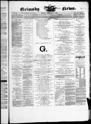 cover page of Grimsby News published on February 2, 1877