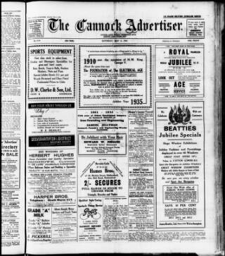 cover page of Cannock Advertiser published on May 4, 1935