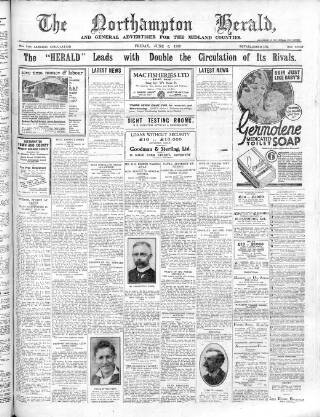 cover page of Northampton Herald published on June 6, 1930