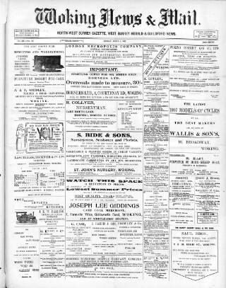 cover page of Woking News & Mail published on April 5, 1907