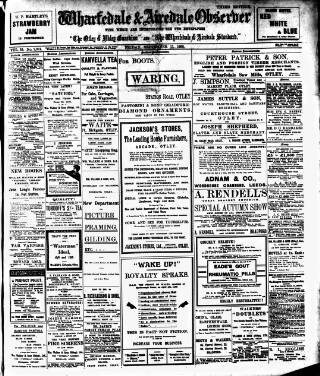 cover page of Wharfedale & Airedale Observer published on September 17, 1909