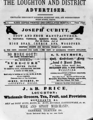 cover page of Loughton and District Advertiser published on February 1, 1887