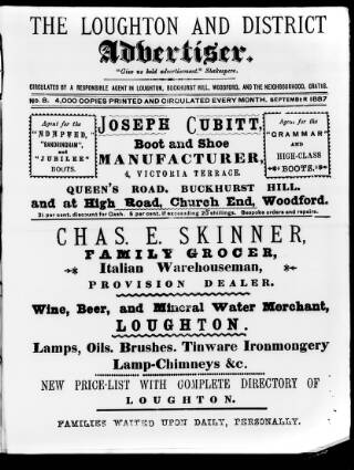 cover page of Loughton and District Advertiser published on September 1, 1887
