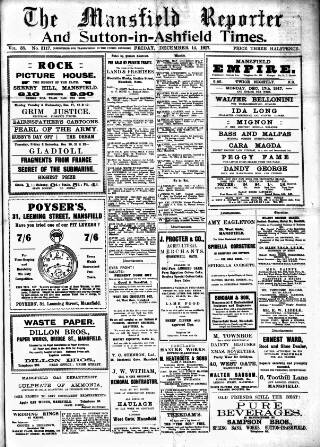 cover page of Mansfield Reporter published on December 14, 1917