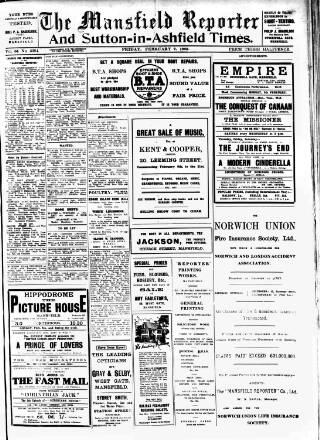 cover page of Mansfield Reporter published on February 2, 1923