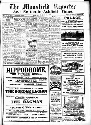 cover page of Mansfield Reporter published on March 19, 1926