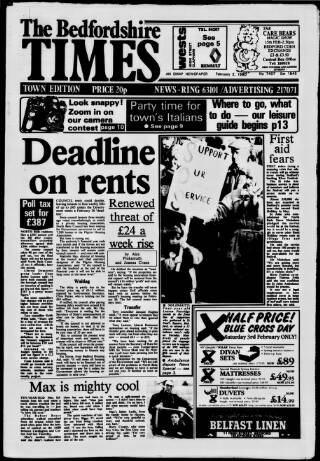 cover page of Bedfordshire Times and Independent published on February 2, 1990