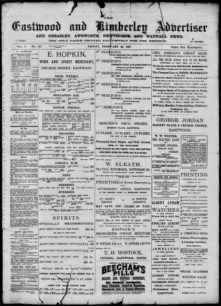 cover page of Eastwood & Kimberley Advertiser published on February 26, 1897