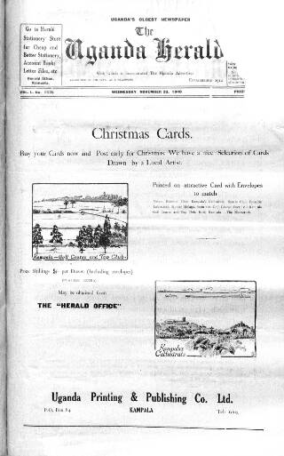 cover page of Uganda Herald published on November 20, 1940