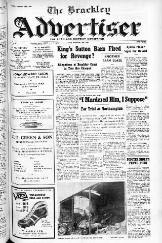 cover page of Brackley Advertiser published on September 16, 1960