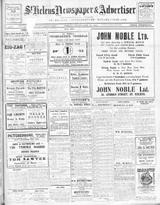 cover page of St. Helens Newspaper & Advertiser published on September 27, 1918