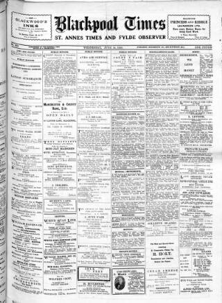 cover page of Blackpool Times published on June 18, 1919