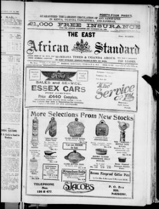 cover page of East African Standard published on February 2, 1924