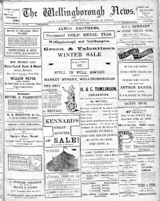 cover page of Wellingborough News published on February 7, 1908