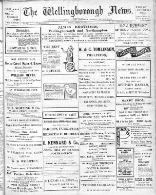 cover page of Wellingborough News published on March 13, 1908