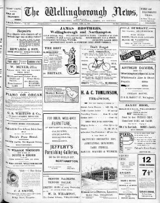 cover page of Wellingborough News published on June 12, 1908