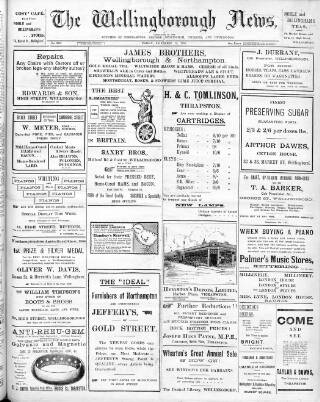 cover page of Wellingborough News published on September 18, 1908