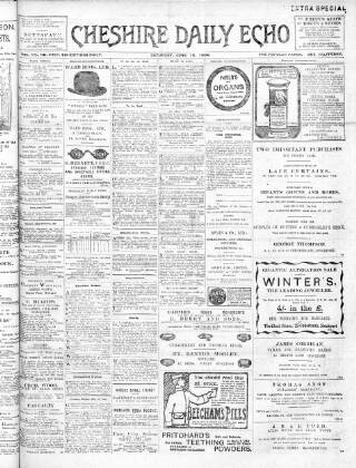cover page of Cheshire Daily Echo published on June 18, 1904