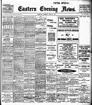 cover page of Eastern Evening News published on June 18, 1907