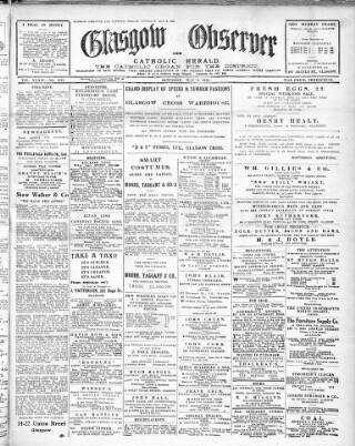 cover page of Glasgow Observer and Catholic Herald published on May 4, 1918