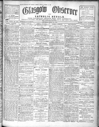 cover page of Glasgow Observer and Catholic Herald published on March 19, 1921