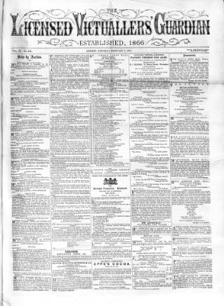 cover page of Licensed Victuallers' Guardian published on February 7, 1874