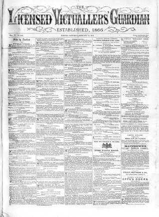 cover page of Licensed Victuallers' Guardian published on February 21, 1874