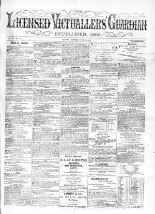 cover page of Licensed Victuallers' Guardian published on June 27, 1874