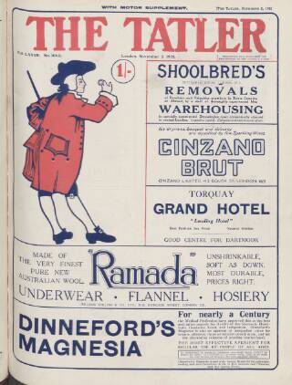 cover page of The Tatler published on November 2, 1921