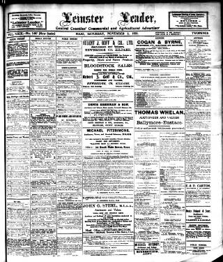 cover page of Leinster Leader published on November 2, 1929
