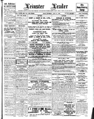cover page of Leinster Leader published on June 18, 1938