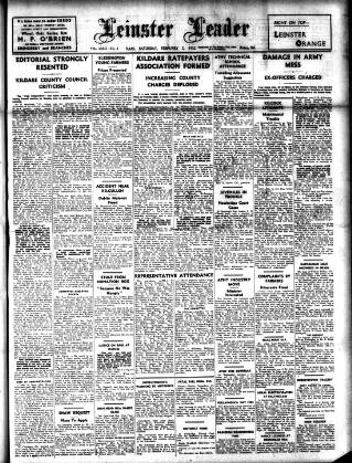 cover page of Leinster Leader published on February 2, 1952
