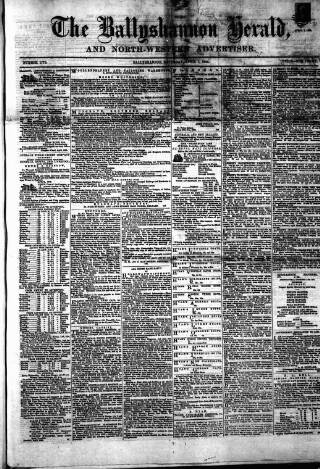cover page of Ballyshannon Herald published on April 1, 1865