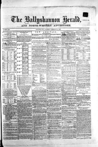 cover page of Ballyshannon Herald published on February 2, 1867