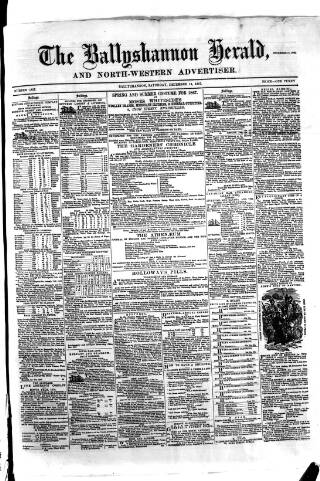 cover page of Ballyshannon Herald published on December 14, 1867