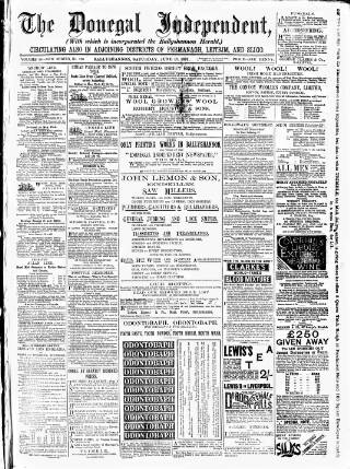 cover page of Donegal Independent published on June 18, 1887
