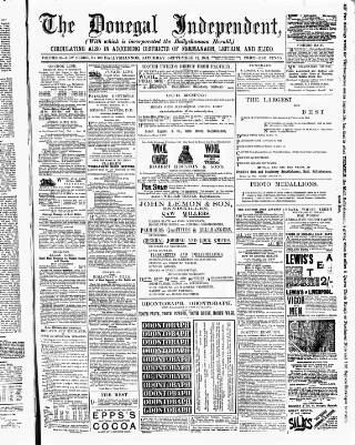 cover page of Donegal Independent published on September 17, 1887